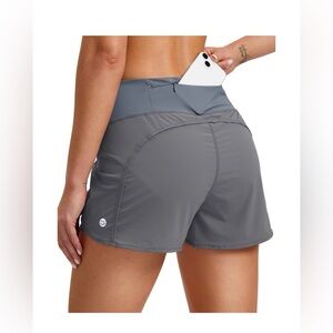 Womens Running Shorts with Mesh Liner Workout Athletic Shorts with Phone Pockets